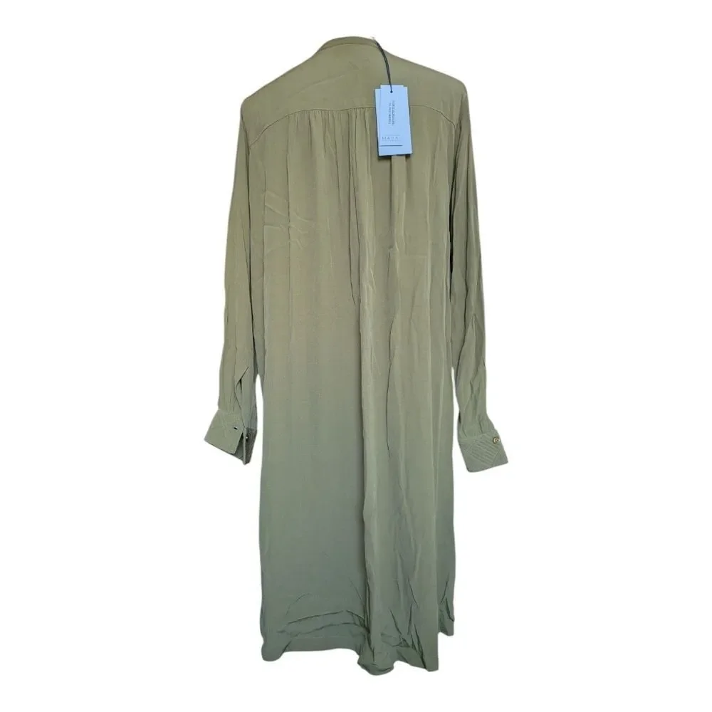 Masai Copenhagen Olive Green 💚 Shirt Dress Button Down M W Slits - Picture 9 of 10